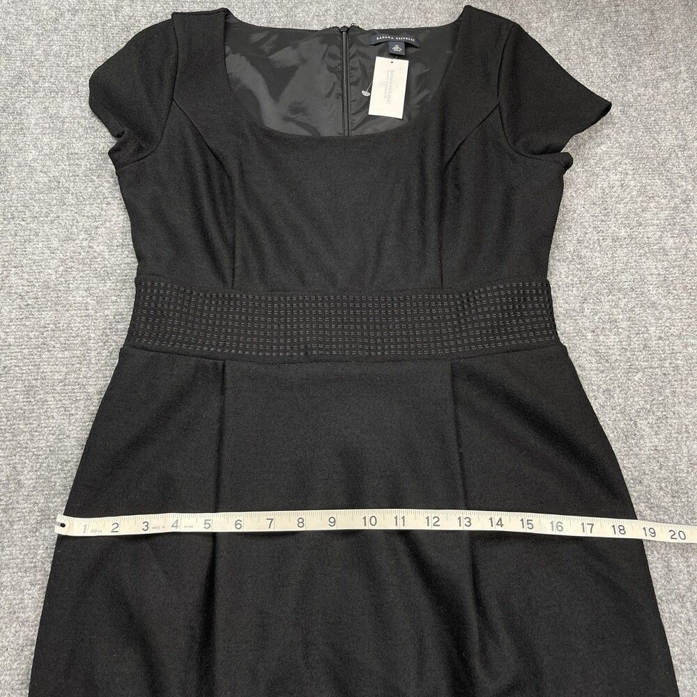 Banana Republic Little Black Wool Dress Sz 10 Embroidered Waist Lined NEW W Tags - Picture 12 of 14
